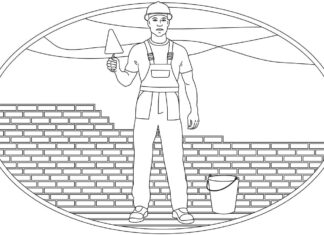 Online coloring book: Coloring book worker labor day
